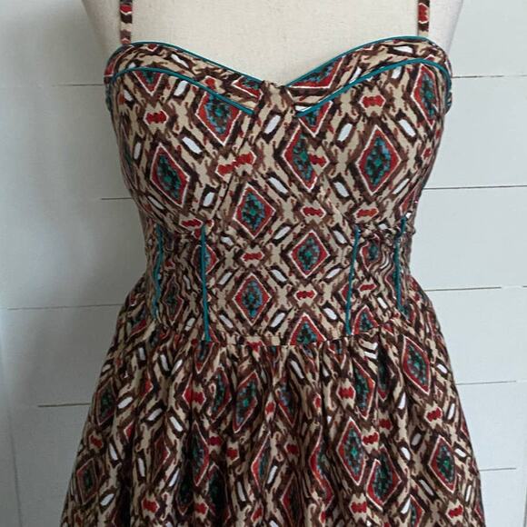 American Rag Corset Style Aztec Print Sun Dress - S - Picture 3 of 11